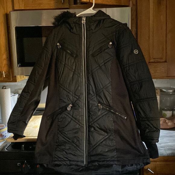 EUC Michael Kors quilted Black Sz L winter coat - Picture 1 of 12